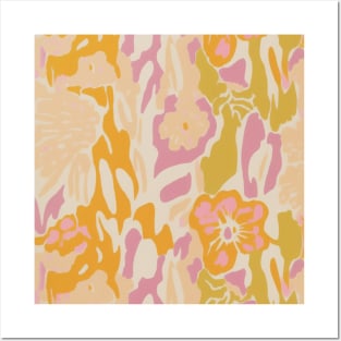 Flower Garden Abstract Pattern Earthy Colors Posters and Art